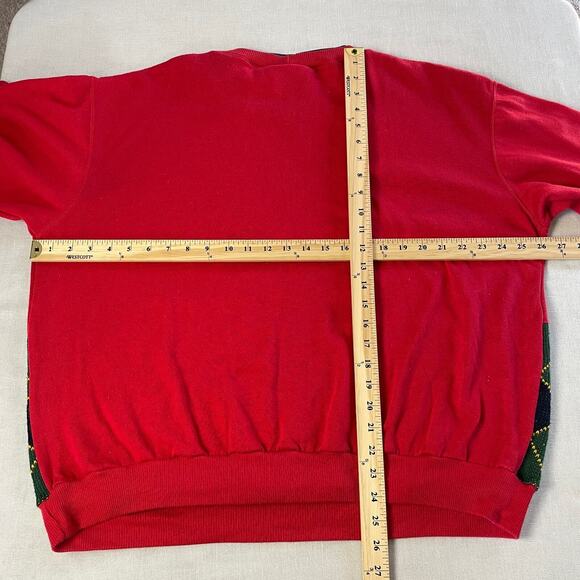 Vintage Crewneck Sweatshirt Womens Plus Size 20W Red Argyle Casual 90s 80s - Picture 10 of 11